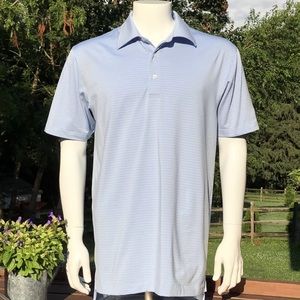 Dunning Golf Polo Shirt Mens M Blue & White Stripe Stretch Belleair Country Club